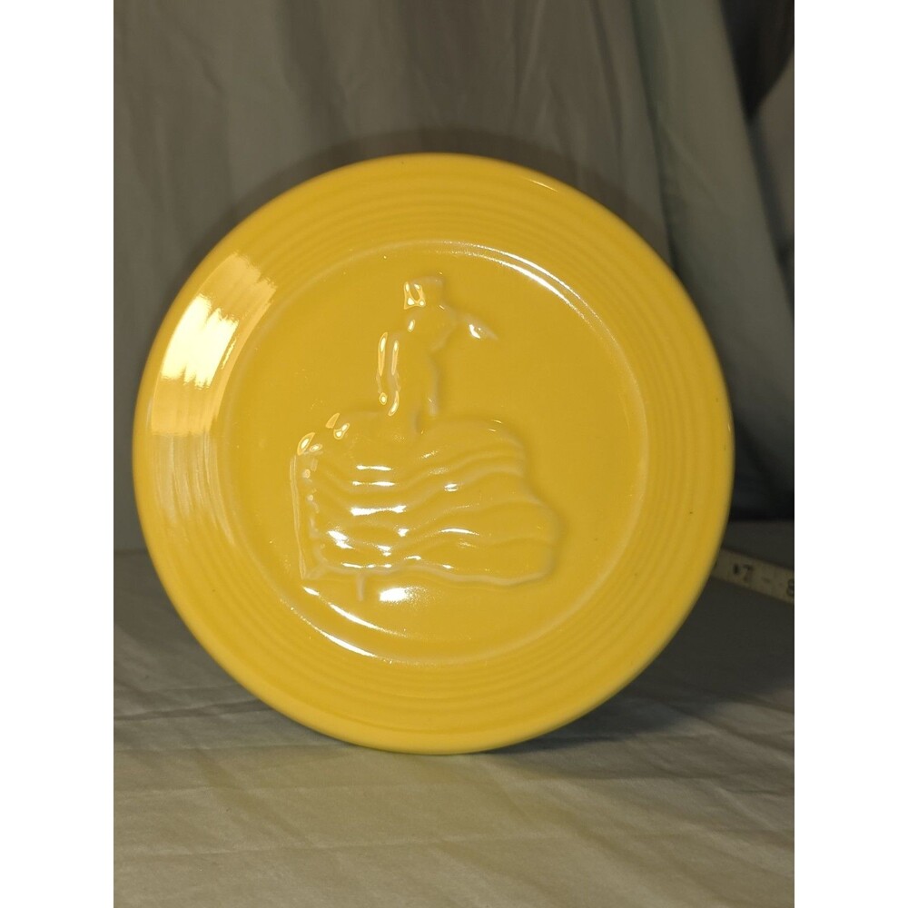 Homer Laughlin Fiesta Sunflower Yellow Dancing Lady Trivet 6" Hot Plate EEEA